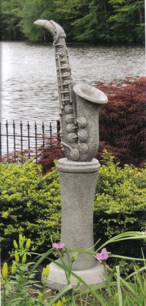 Stone Garden Fountains - Saxophone Water Feature - Cement Statue